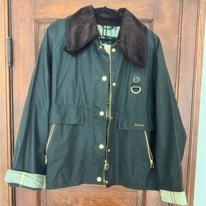 Barbour Black Utility Jacket with Brown Collar